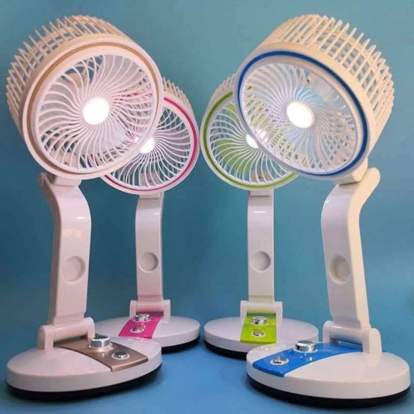 Best Price Foldable Portable Table Rechargeable Electric Fan for Home with Light 1600mA Lithium Battery